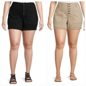 2 pairs of Terra & Sky Women's Plus Size Utility Shorts